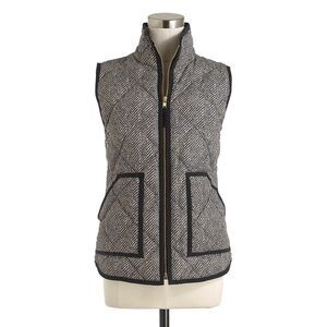 J. Crew Herringbone Puffer Vest Excursion Quilted Down Zip Front Sz XS